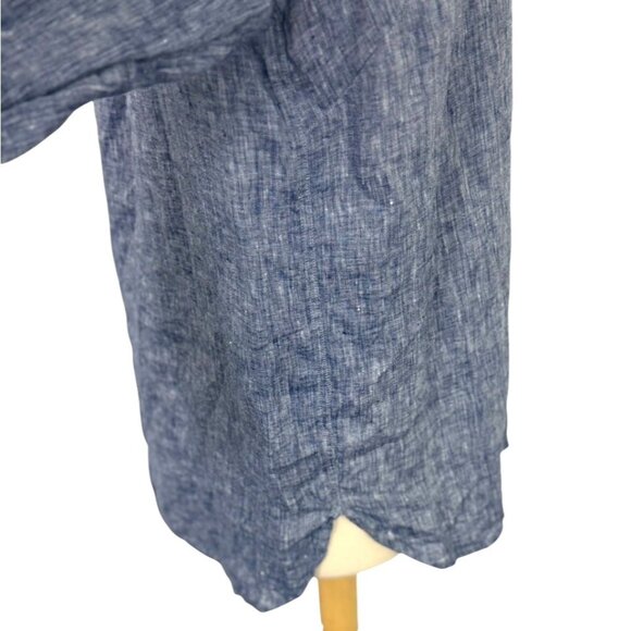 J. McLaughlin 100% Linen Button Down Shirt Denim Blue Long Sleeve Classic Size M - Picture 4 of 10